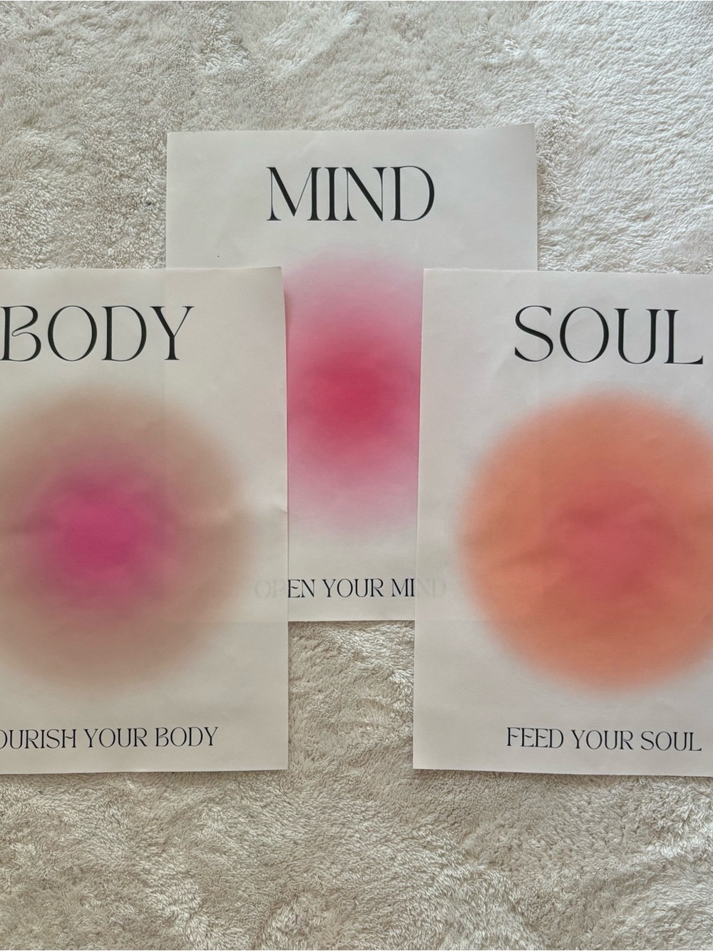 Mind Body Soul Scented Wall Art Prints - Pink and Peach